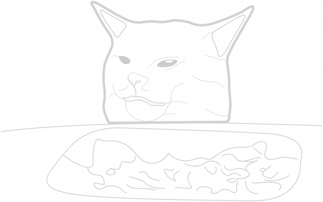Kot jedzący sałatę - męska, szkic