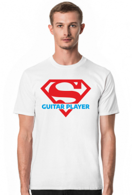 Superman - Super Guitar Player - męska koszulka z nadrukiem dla gitarzysty - gitarmaniak