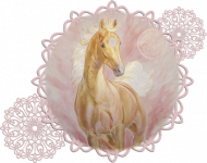 KOŃ - PALOMINO ANAMITRA © DH - MISTYCZNY KOŃ - MANDALE - CZA[ECZKA Z DASZKIEM Z KONIEM IZABELOWATYM