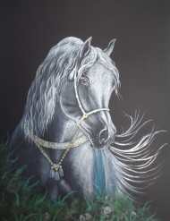 PLECAK Z KONIEM "Pearl Grey Arabian Horse " © DH