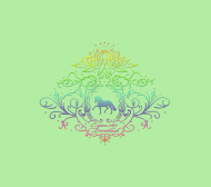 EKO TORBA FULLPRINT KIWI TĘCZOWA Z KONIEM - Emblem with a Dressage Horse and a Lotus ©DH