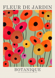 Kolorowy plakat botaniczny z kwiatami Fleur de Jardin