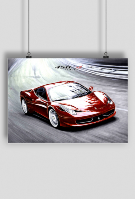 Plakat A1 - 2010 FERRARI 458 ITALIA - ŁJD Drawings