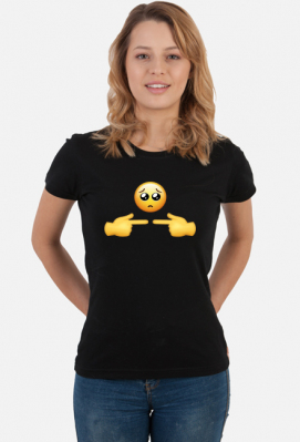 Czarna koszulka damska emoji nieśmiałość - MasneMemy