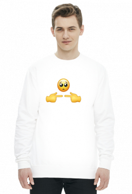Biała bluza unisex emoji nieśmiałość - MasneMemy