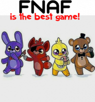 Kubeczek z wzorem fnafa i napisem ,,fnaf is the best game!''.