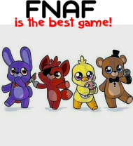 Kubeczek z wzorem fnafa i napisem ,,fnaf is the best game!''.