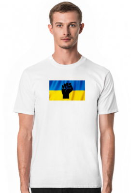 koszulka wolna ukraina flaga pięść męska - Dla Ukrainy