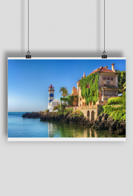 plakat z Portugalii, zamek Casa de Santa Maria w Cascais - I love Portugal