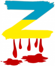 T-shirt męski z krwawiącą literą "Z" w kolorach flagi Ukrainy - przeróbka rosyjskiego symbolu poparcia dla wojny w Ukrainie (czarny)