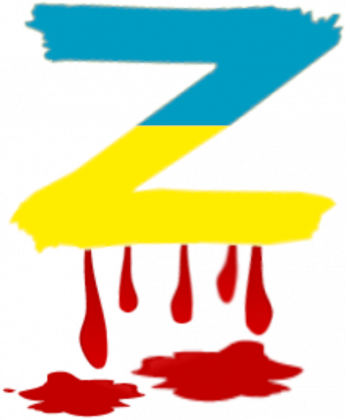 T-shirt męski z krwawiącą literą "Z" w kolorach flagi Ukrainy - przeróbka rosyjskiego symbolu poparcia dla wojny w Ukrainie (czarny)
