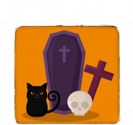 Torba- Happy Halloween, kotek z trumną