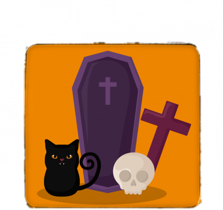 Torba- Happy Halloween, kotek z trumną