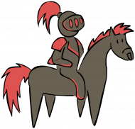 Czarno-czerwony Rycerz na czarno-czerwonym koniu