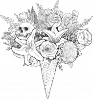 SkullGirl – Kwiatowe lody (czarno-białe)