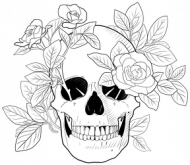 SkullGirl – Białe róże (czarno-białe)
