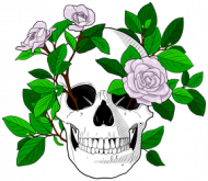 SkullGirl – Białe róże (kolorowe)