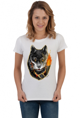 T-shirt damski z ilustracją Tribal Spirits - Wilk autorstwa Erink - ErInk
