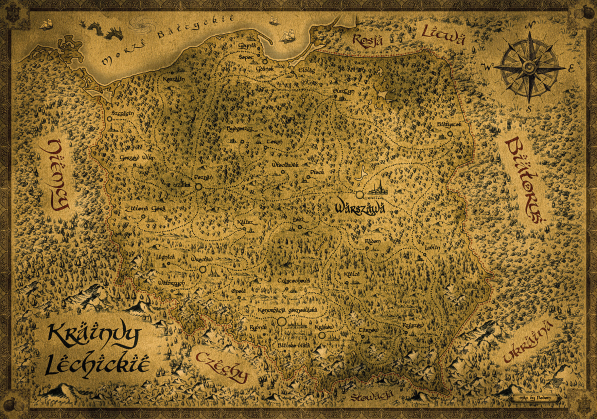 Mapa Polski "Lord Of The Onion Rings" (Bez kolorów + winieta)