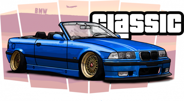 BMW E36 kabriolet niebieski