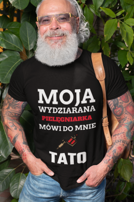 Koszulka" Moja wydziarana pielęgniarka, mówi do mnie tato" - TattooWearShop