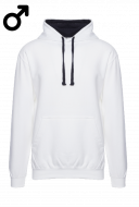 Bluza męska z dwukolorowym kapturem biała